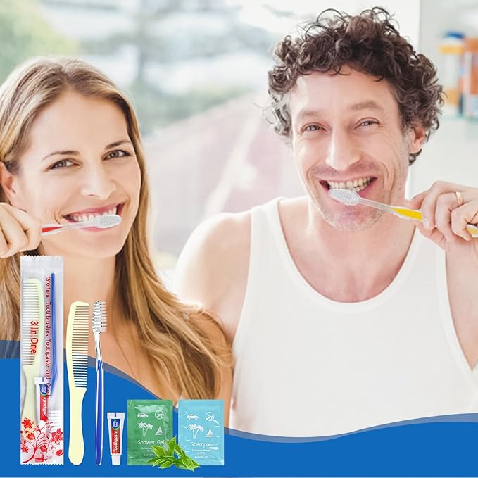 Bulk Hygiene Kits for Homeless,Disposable Toothbrushes with Toothpaste and Comb for Homeless Individually Wrapped，Basic Toiletry Kits Travel Size Shampoo And Body Wash For Hotel,Air Bnb Charity (200)