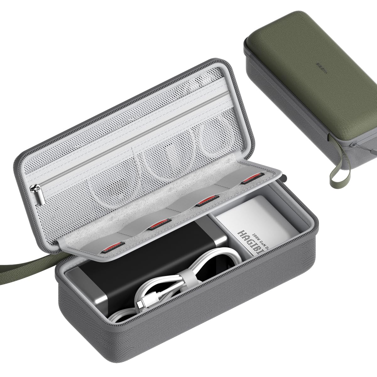 Hagibis Electronics Organizer Travel Case Cable Organizer Bag Pouch Portable Waterproof Carry Case for Cable, Charger,Power Bank, SD Card, Mouse, USB Flash Disk (DPB03 Green)