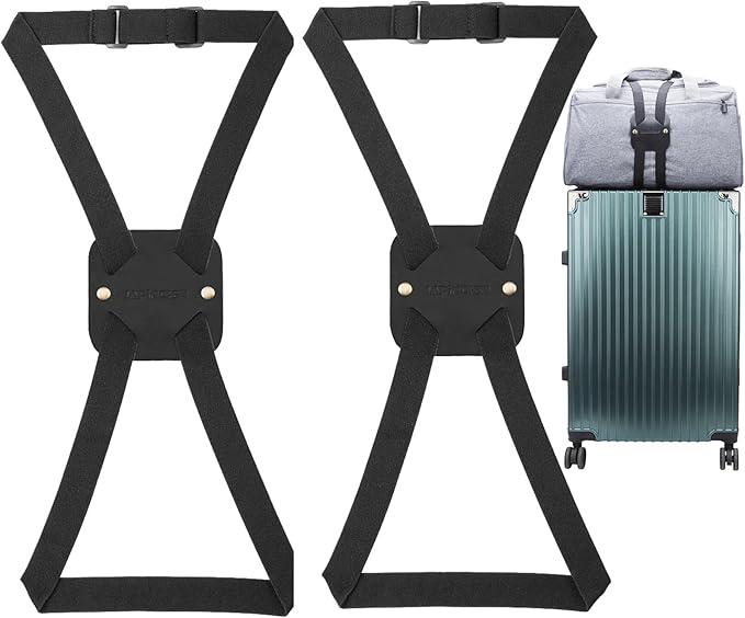 Adjustable Luggage Straps for Suitcases Add a Bag High Elastic Travel Bag Bungees Connecting Carry On Bag TSA Approved (2 Pack Black)