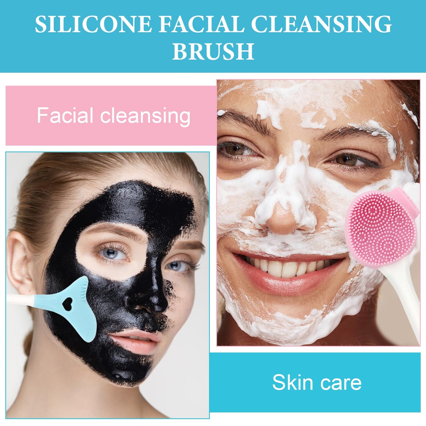 3-in-1 Pore Cleansing Brush Set, Deep Facial Cleansing Brush,Face Scrubber, Face Spatula, Skin Care, Assisted Makeup, Women&Man