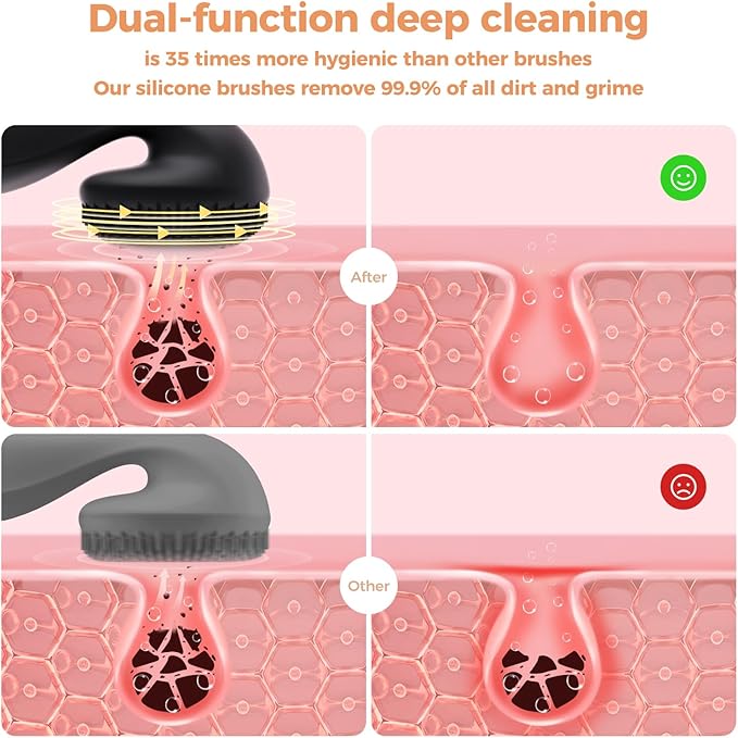 2 in 1 Facial Cleansing Brush, Rotating Magnetic Beads & Massage Cleaning Electric Face Scrubber, Waterproof and Rechargeable Exfoliating Face Scrubber Brush