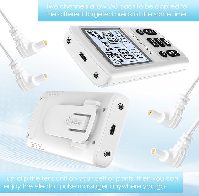 3-in-1 TENS Unit Muscle Stimulator, EMS Massage Machine with 40 Intensities for Gradual Shoulder, Sciatica, Back Pain Relief, Muscle Recovery, 28 Modes Portable Dual Channel with 8 Electrodes Pads