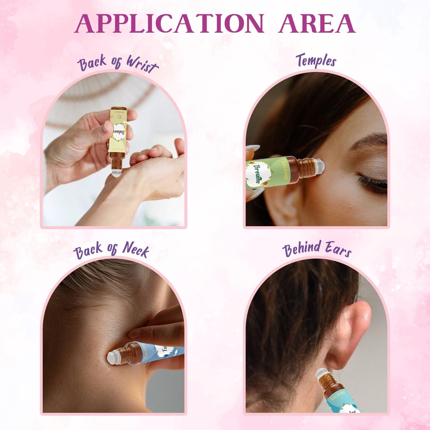 SALKING Essential Oils Roll On Set (6 Pack), Aromatherapy Oil Natural Pre-diluted Blend Oils for Skin Use, Natural Fragrance Gift for Women and Men