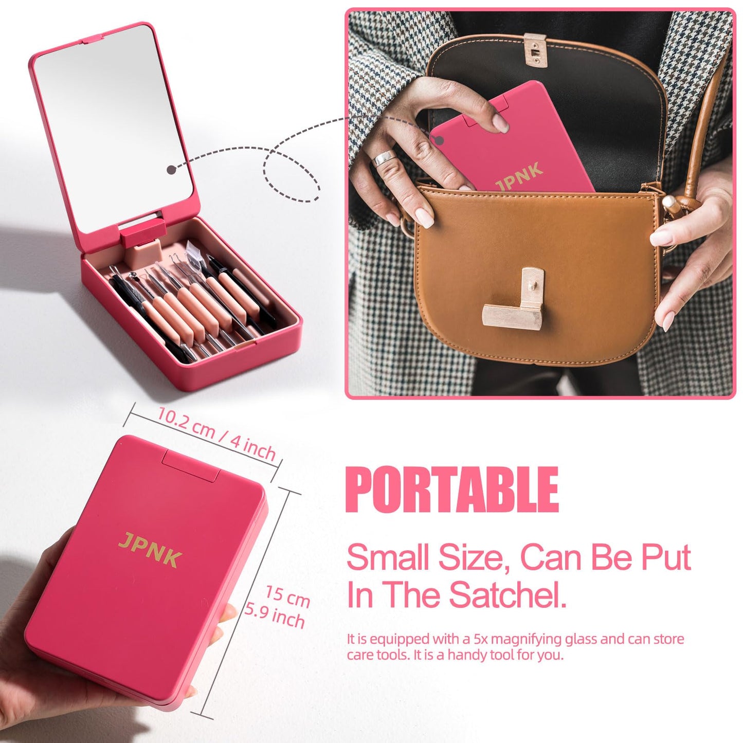 JPNK Blackhead Remover Tool Comedones Extractor Acne Removal kit & Eyebrow Trimmer Kit, 8PCS in One with 5X Magnifying Mirror