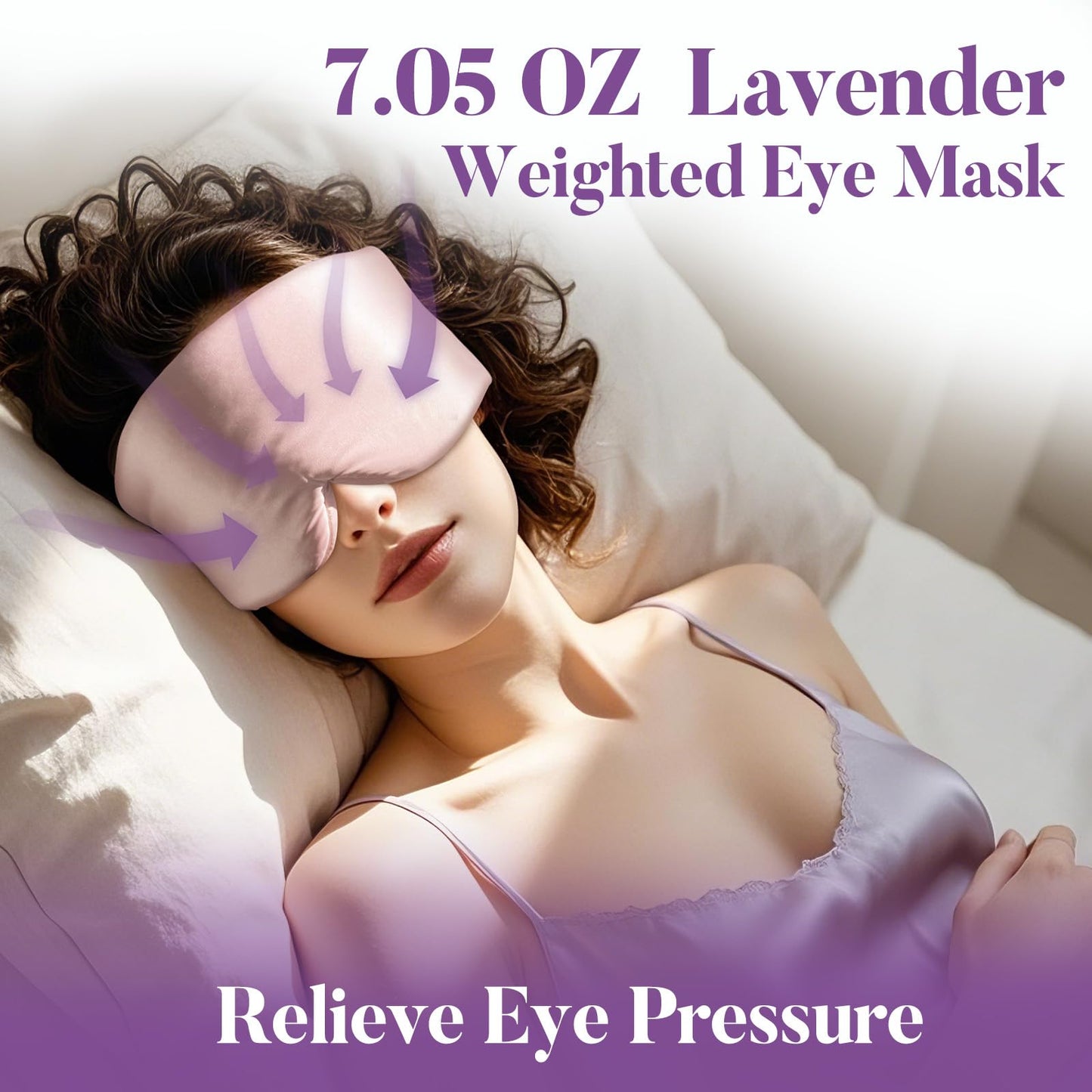 Okaydot Purple Lavender Eye Mask, Weighted Sleep Mask for Dry Eyes, Microwave Heated Therapy, Adjustable Satin Eye Pillow