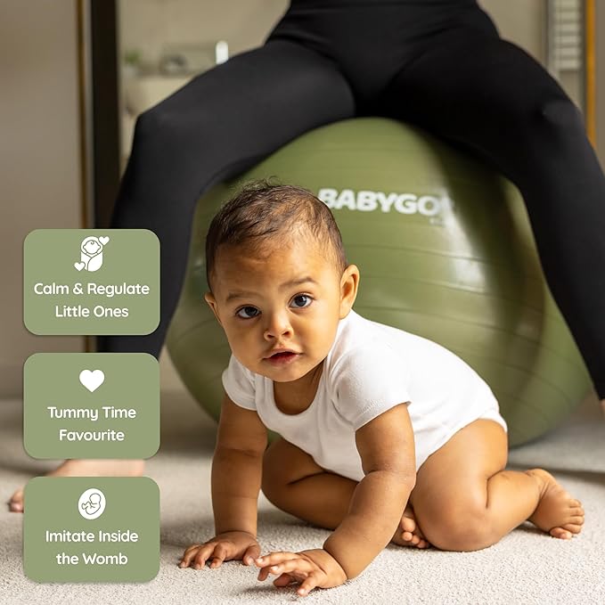 BABYGO Birthing Ball - Pregnancy Yoga Labor & Exercise Ball & Book Set Trimester Targeting, Maternity Physio, Birth & Recovery Plan Included Anti Burst Eco Friendly