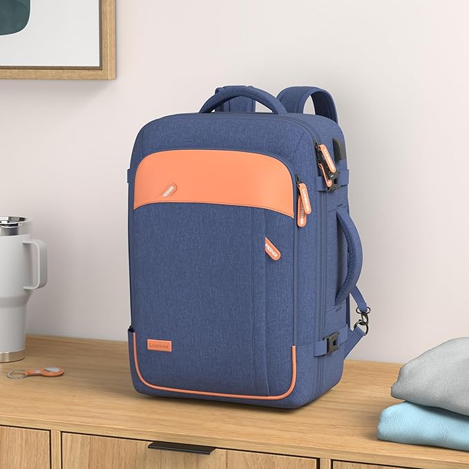 Carry on Travel Backpacks, Extra Large 40L Flight Approved Bag for Men & Women,Expandable Suitcase Backpack With 4 Packing Cubes,Water Resistant Luggage Daypack Business Weekender Bag,Blue