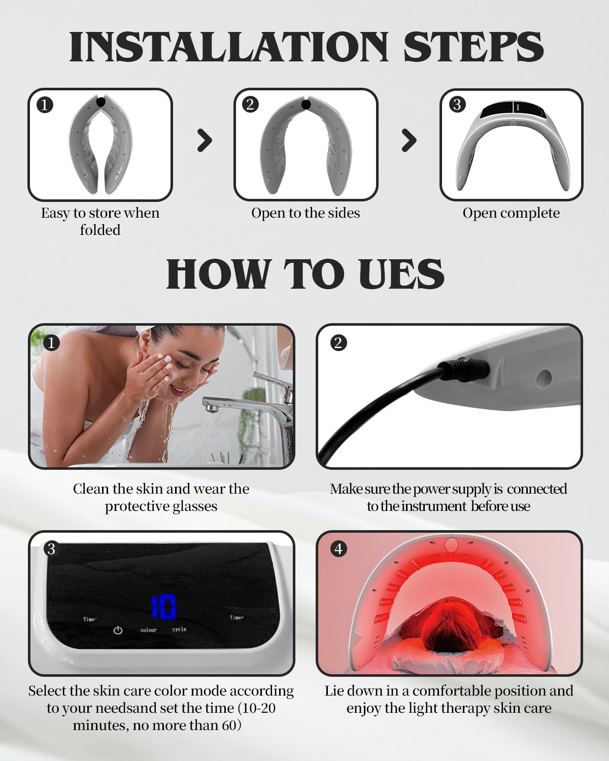 Beuwe Red-Light-Therapy-Mask, Led Light Therapy for Face, 7 Colors Led Face Mask Facial Led Light Therapy Tool Skin Care Equipment at Home, Facial Neck Body Hand Beauty Mask