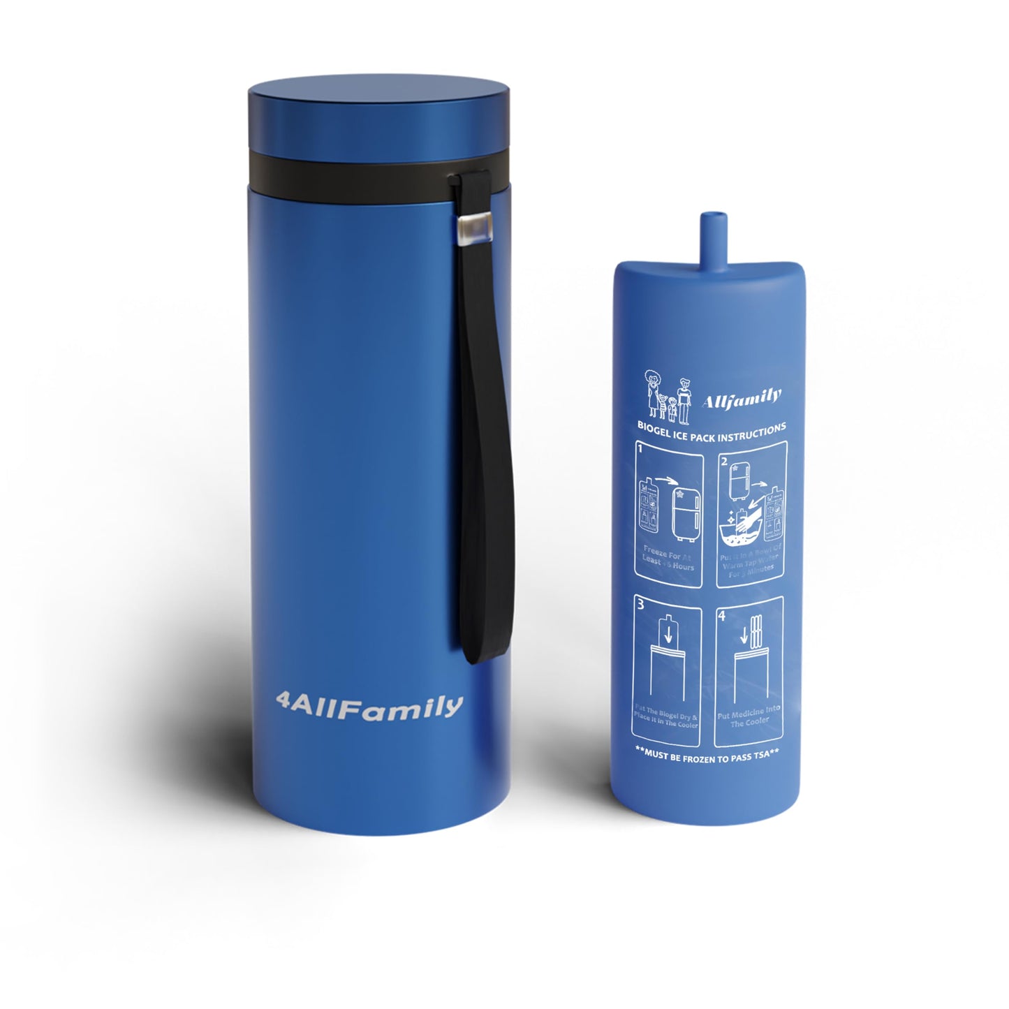 4AllFamily Nomad Insulin Travel Case Cooler – 52H Non-Electric Insulin Cooler Travel Case TSA Approved with Lightweight Design – Air Traveling Friendly, Reusable Big Blue Thermo for Medications