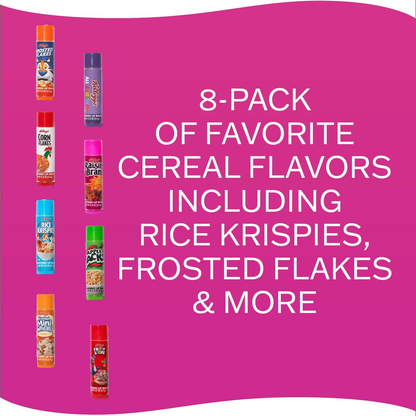 Taste Beauty KELLOGGS Breakfast Pack Lip Balms- 8-Pack of Favorite Cereal Flavors incl Rice Krispies, Frosted Flakes & More