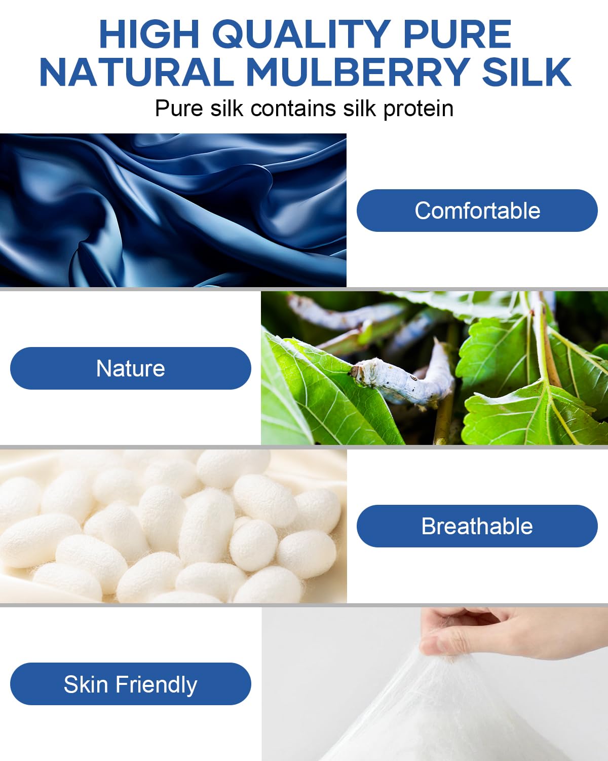 Silk Sleep Mask, Large Size Eye Mask Face Hugging Padded Sleep Blindfold Silk Eye Cover with Adjustable Band for Total Blackout for All Night Sleep (Navy Blue)