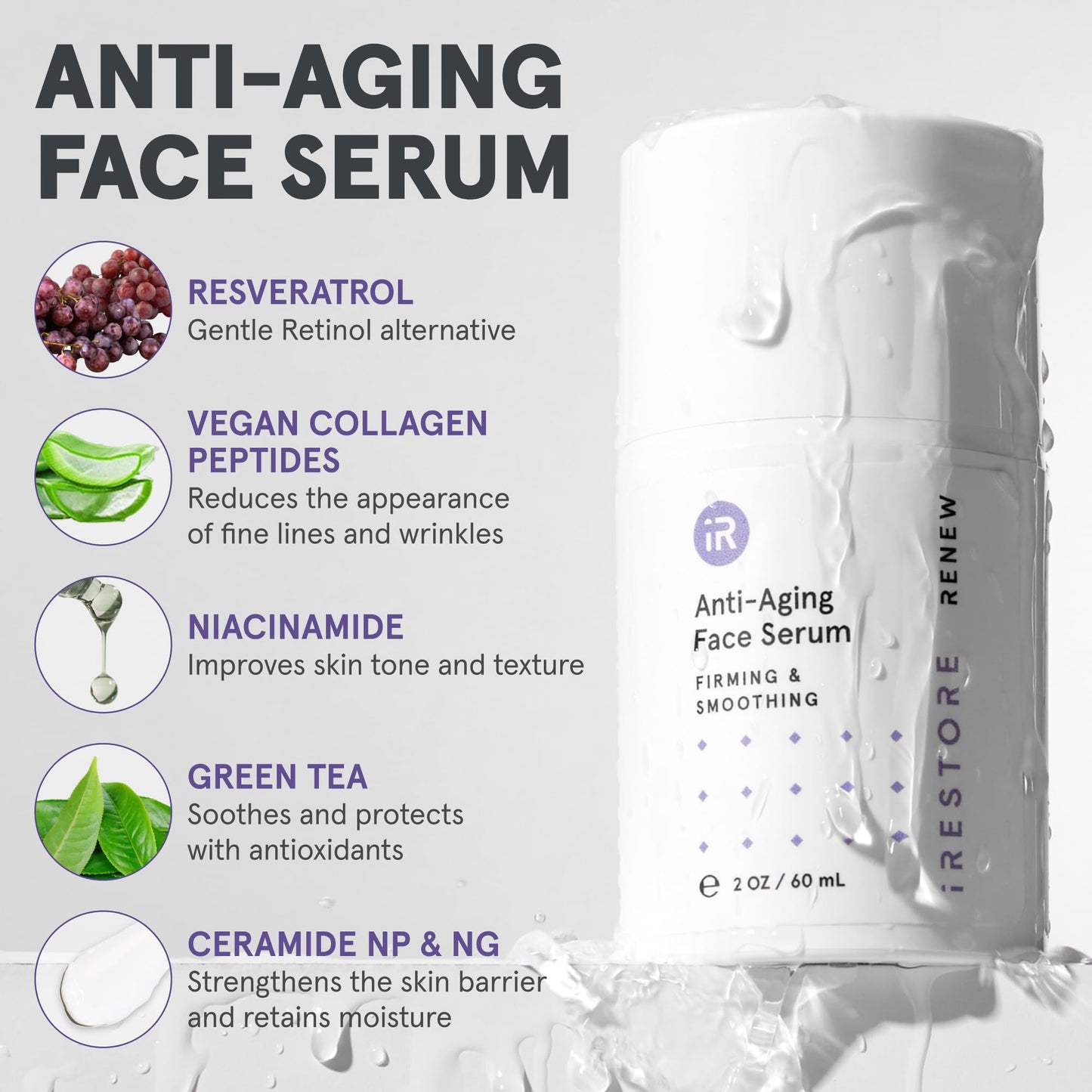 iRESTORE 3-Step Skincare Set Red Light Therapy Essentials Kit, Renew Trio Includes Hydrating Cleanser + Facial Spray + Anti-Aging Face Serum Works Best with iRESTORE Red Light Therapy Mask