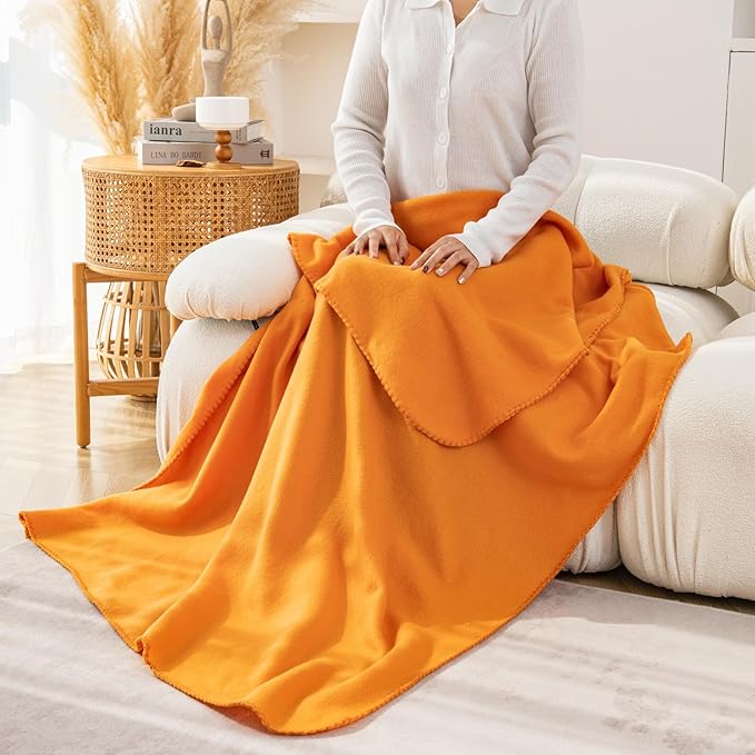 CAI TENG Fleece Throw Blanket Bulk 6 Pack Kids Blankets Throws Soft Lightweight Cozy Polar Fleece50 x 60 Solid Pet-Friendly Bed Sofa Couch Fleece Fabric Travel Wedding Gift Outdoor Orange