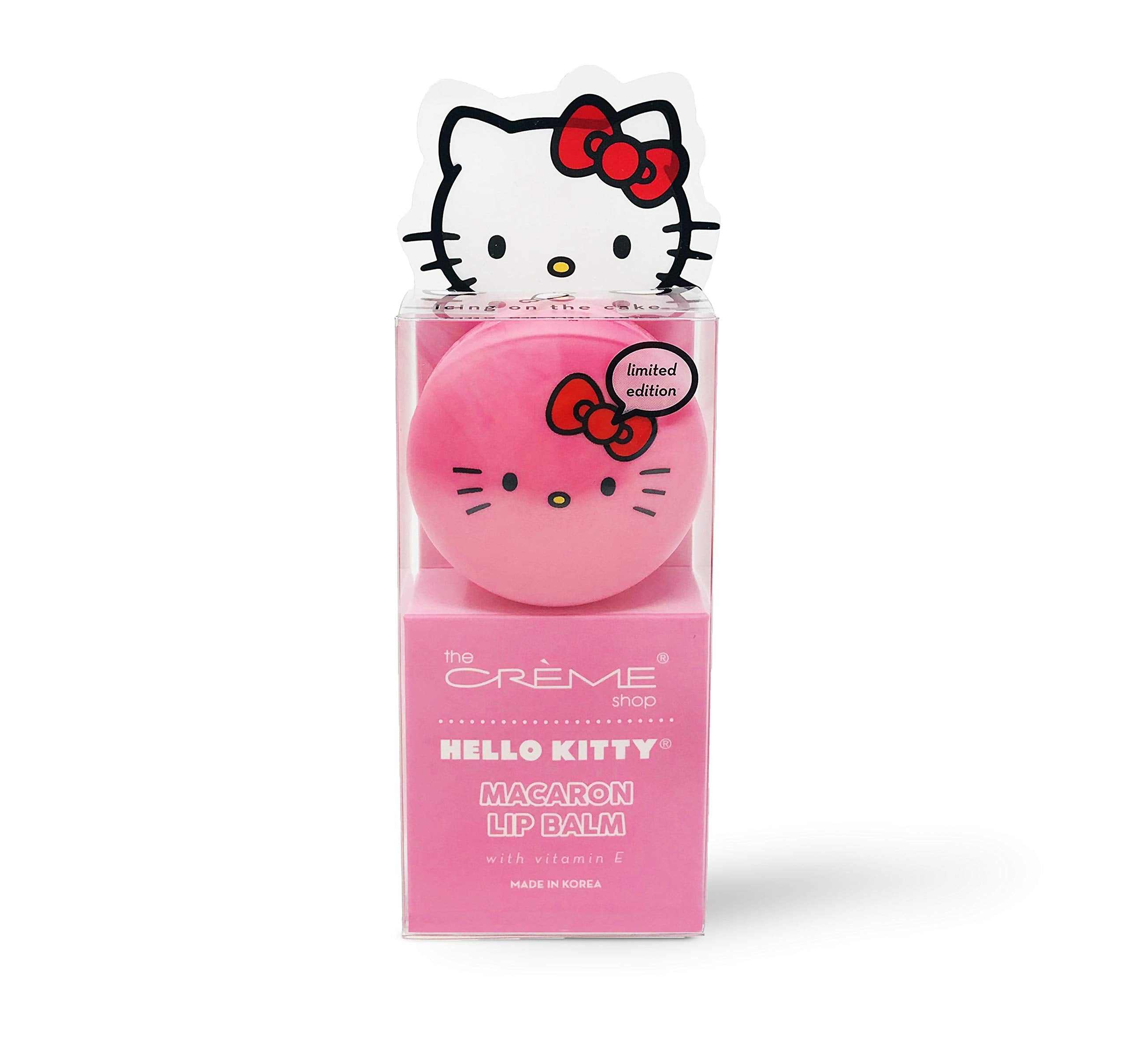 The Crème Shop x Sanrio Hello Kitty Macaron Lip Balm (Hello Kitty Icing On The Cake) Korean Cute Scented Pocket Portable Soothing Advanced Must-Have on-the-go