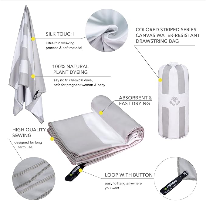 4Monster Microfiber Beach Towel Quick Dry,Super Absorbent Lightweight Travel Towel for Swimmers, Sand Free Camping Towel, Beach Towels for Pool,Swim,Water Sports,Yoga