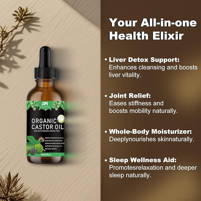 Castor Oil Pack Kit for Women & Beginners – 4 Reusable Wraps + 60ml Organic Oil & Guide | Liver, Belly, Neck, Breast Detox Set | Leakproof & Adjustable MagicSeal Design