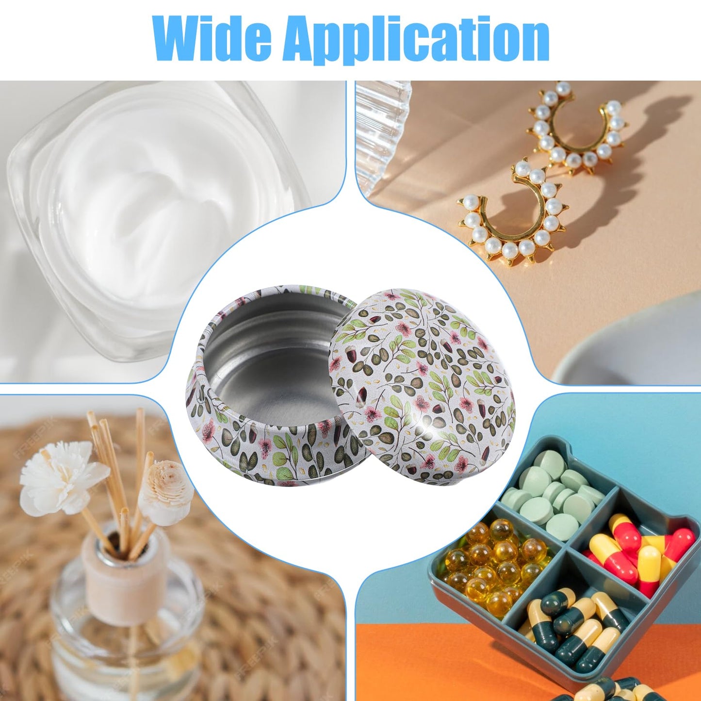 12 Pack Lip Balm Containers, Lip Balm Containers Empty - Reusable Mini Round Tinplate Jars with Lids, 20ml Small Flower Design for Travel, Camping, and Storage