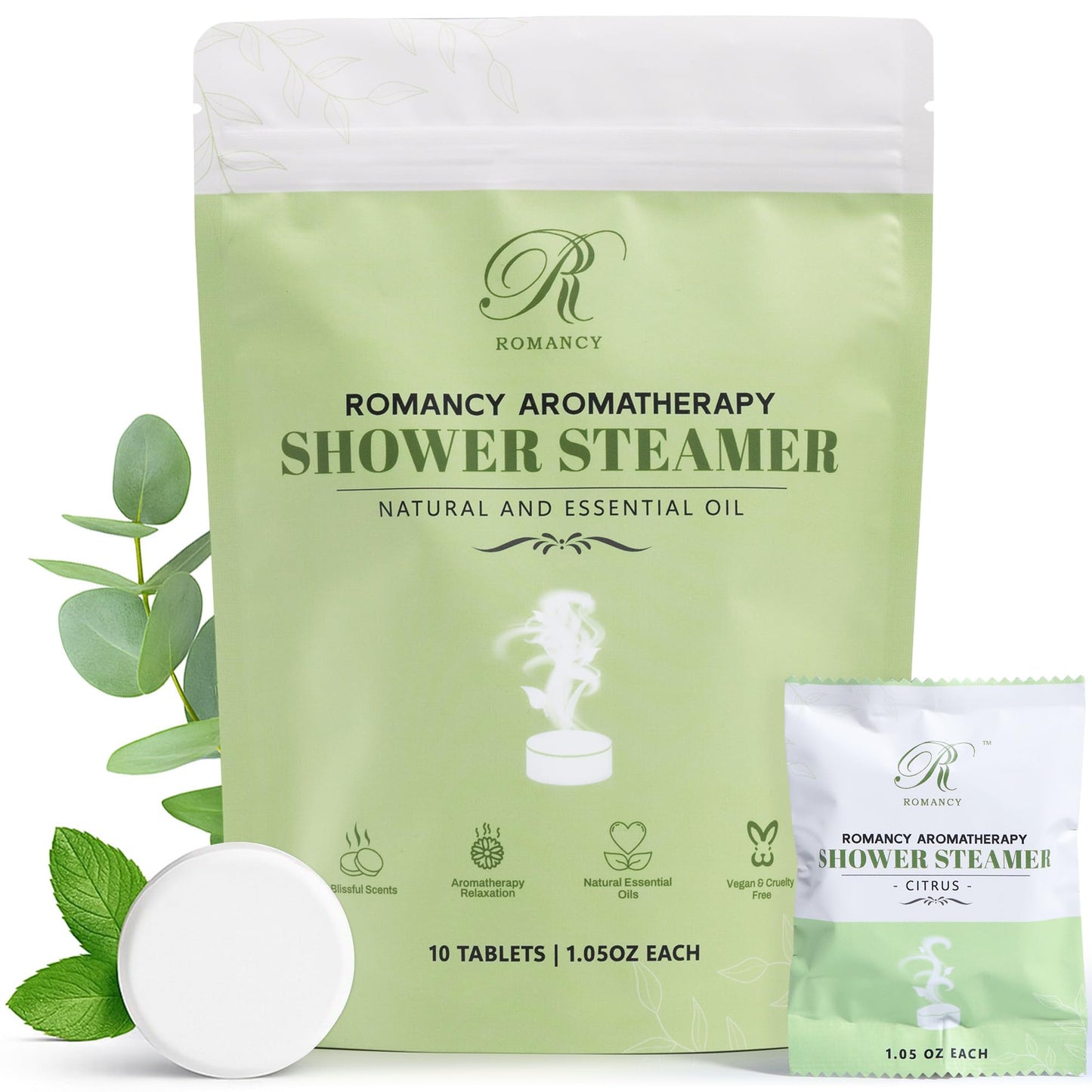 ROMANCY Shower Steamers Aromatherapy with Eucalyptus, Mint & Citrus Shower Bombs for Sinus Relief Relaxation Stress Self-Care Spa Gift Set for Women Men Travel Essentials Christmas Stocking Stuffers
