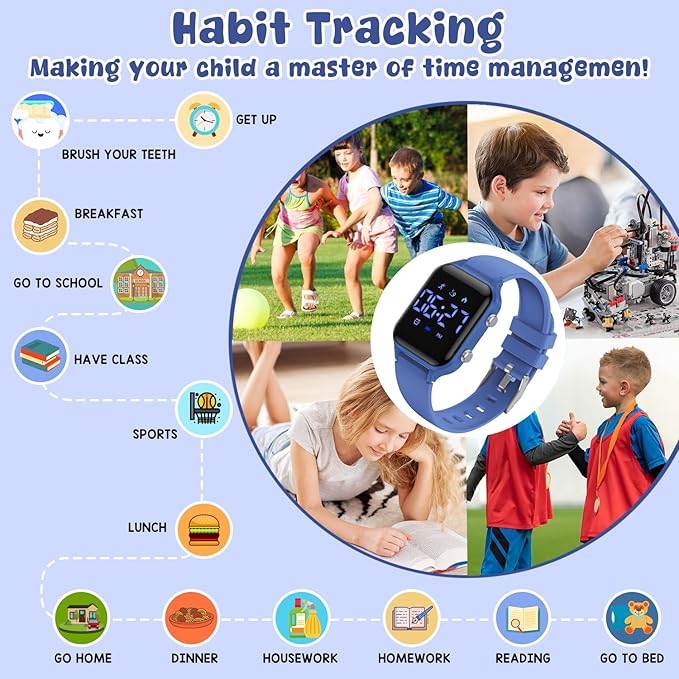 Kids Digital Watches for Boys Girls, Sports Watch with Fitness Tracker, Pedometer, Alarm Clocks, Stopwatch, No App Needed Waterproof Kids Watch, Gift for Teens Student Girls Boys Ages 5-14