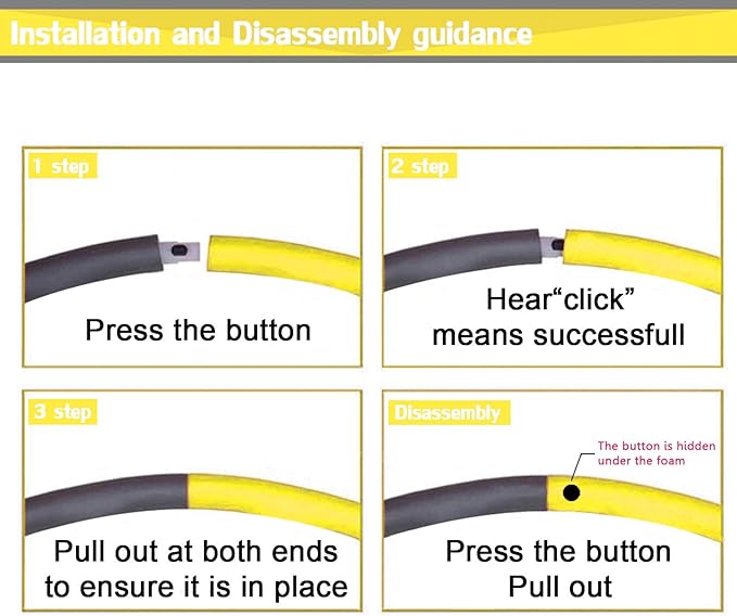 Auoxer Fitness Exercise Weighted Hoops, Lose Weight Fast by Fun Way to Workout, Fat Burning Healthy Model Sports Life, Detachable and Size Adjustable Design