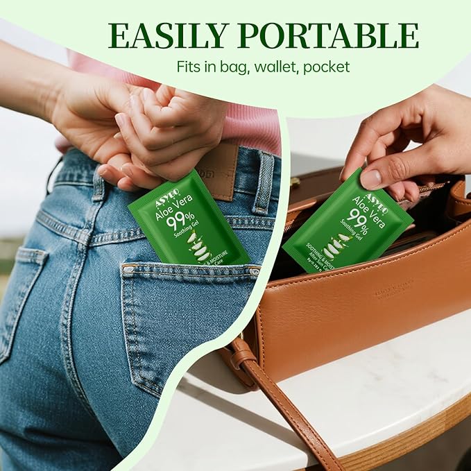 30 Pack Natural Aloe Vera Gel -99% Pure Moisturizing Aloe Vera, Soothing and Hydrating, Sunburn and Scar Repair, Portable Travel Size, After Sun Care for Face Body Hair