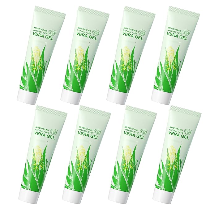 8PCS Aloe Vera Gel for Face & Body,Hydrating Travel Size Pure Aloe Vera Gel Face Moisturizer for All Skin Type,No-sticky Long Lasting Refreshing Moisturizing Fast Absorbing Aloe Cream Gel,1.05 oz(E)