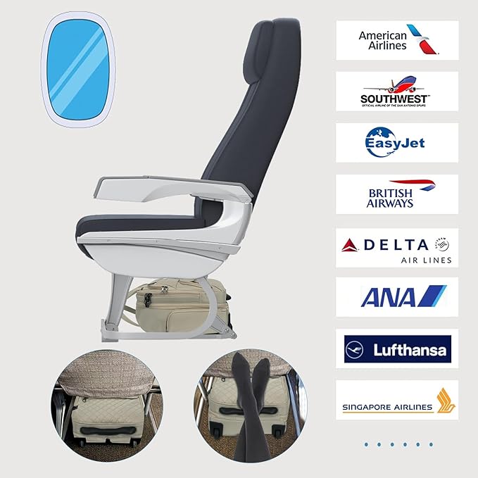 KROSER Carry On Underseat Multi-functional, 16-inch Underseater Lightweight Overnight Suitcase for Women, Light Khaki