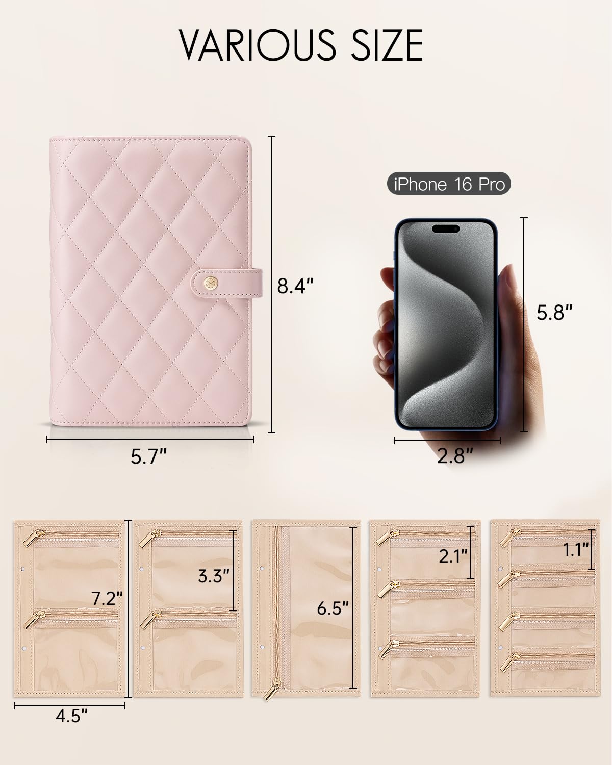 Vlando Travel Jewelry Case,Jewelry Organizer Box with Clear Zipper Velvet Jewelry Pouch Bag, PU Leather Jewelry Case,Gift for Women-Pink