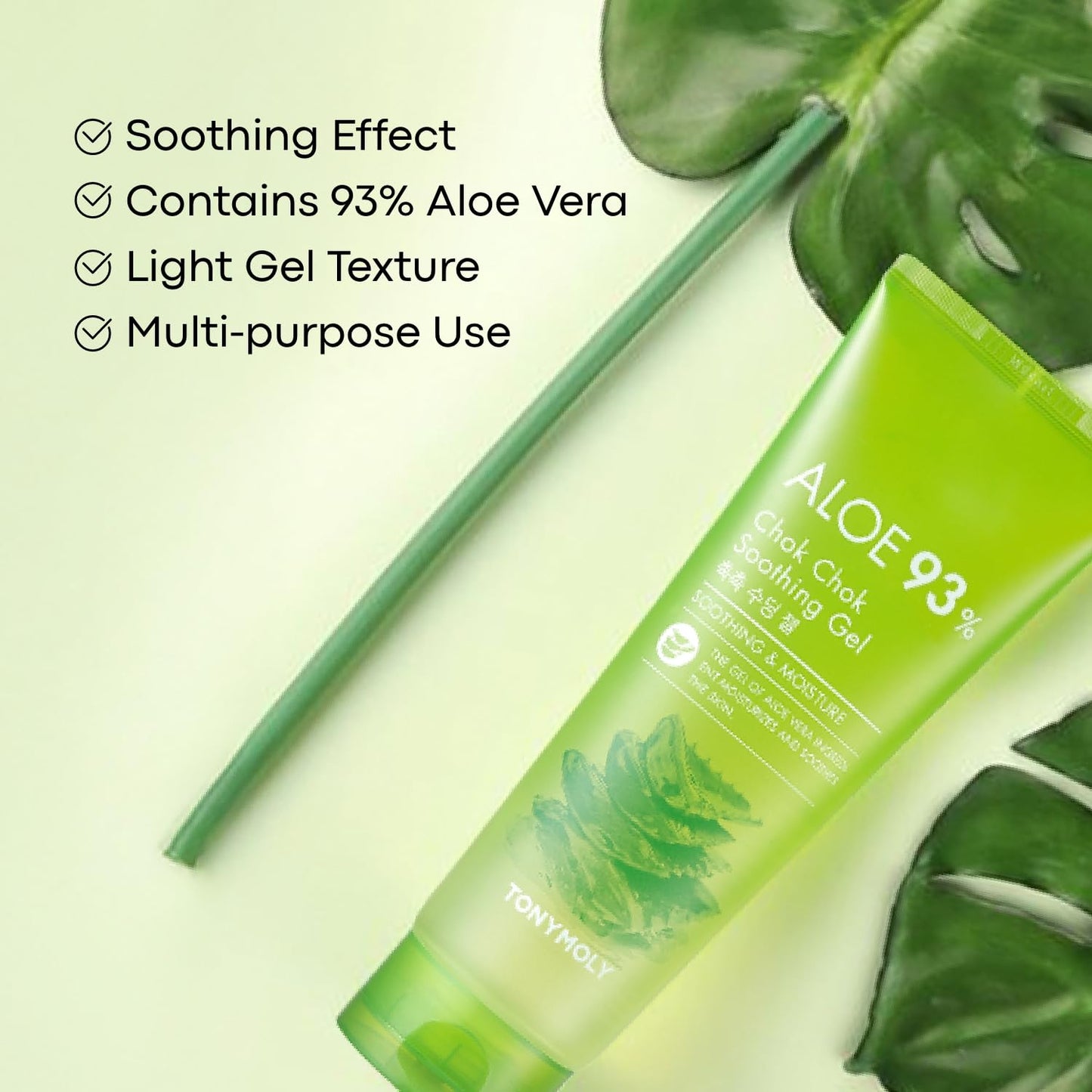 TONYMOLY Chok Chok Aloe Soothing Gel, 99% Aloe Vera Gel for Face & Body, Korean Skin Care Moisturizier