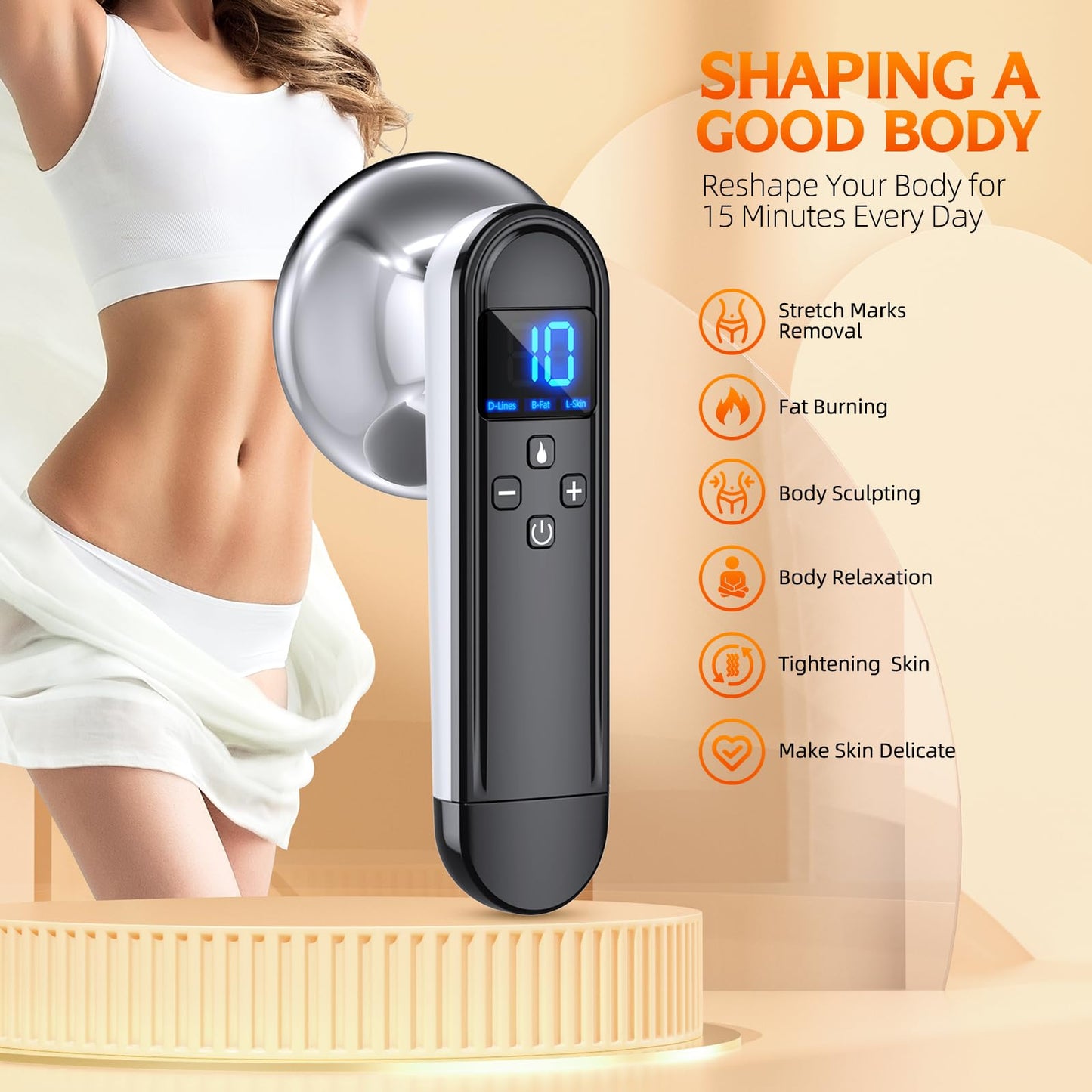 Body Sculpting Machine - Professional Handheld Cordless Cellulite Massager - Suitable for Belly, Neck, Legs, Hip, Arms