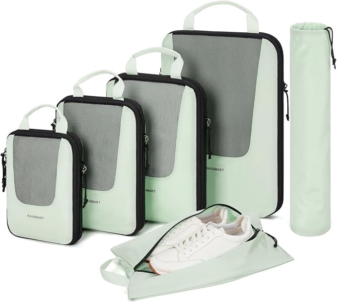 BAGSMART Compression Packing Cubes for Travel, 6 Set/5 Set/4 Set, Compression Suitcase Organizer Bags Set for Suitcases Travel Essentials, Lightweight Packing Organizers