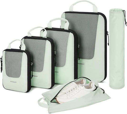 BAGSMART Compression Packing Cubes for Travel, 6 Set/5 Set/4 Set, Compression Suitcase Organizer Bags Set for Suitcases Travel Essentials, Lightweight Packing Organizers