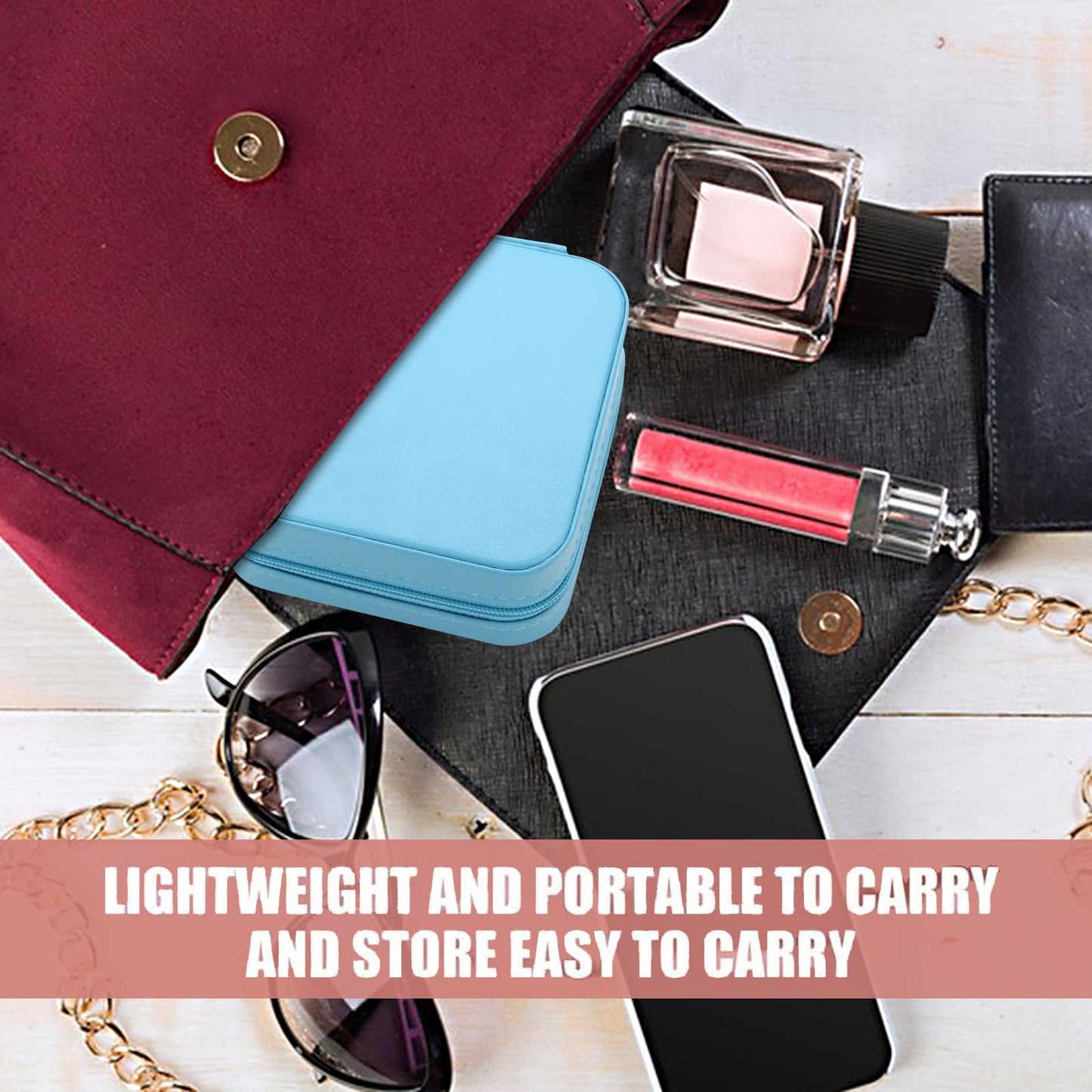 Ciulaiy Bridesmaid Proposal Gifts Travel Jewelry Case Jewelry Travel Organizer Small Bachelorette party Jewelry Box Bridesmaid Gift Boxes Mini Storage Organizer Storage Box (8, White&Sage Green)