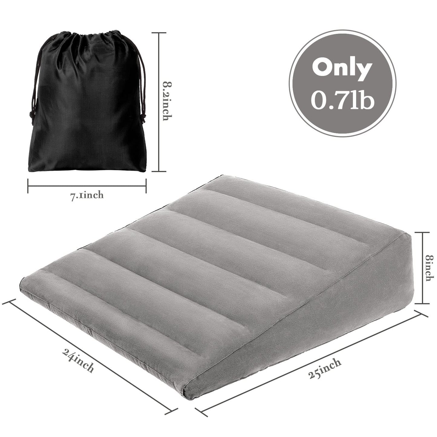 Inflatable Wedge Pillow for Sleeping, Portable Travel Wedge Pillow for Sitting in Bed, Inflatable Wedge Pillows for Travel, Blow Up Under Knee Pillow