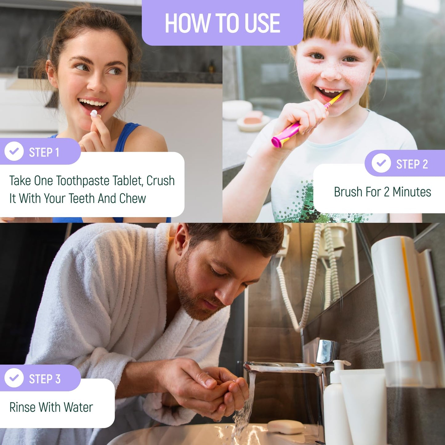 200 Pack Natural Toothpaste Tablet Bits - Chewable Mouthwash Whitening Bite Tablets for Teeth SLS & Fluoride Free Eco & Travel Friendly - Zero Waste Packaging - Mint & Activated Charcoal (Peppermint)