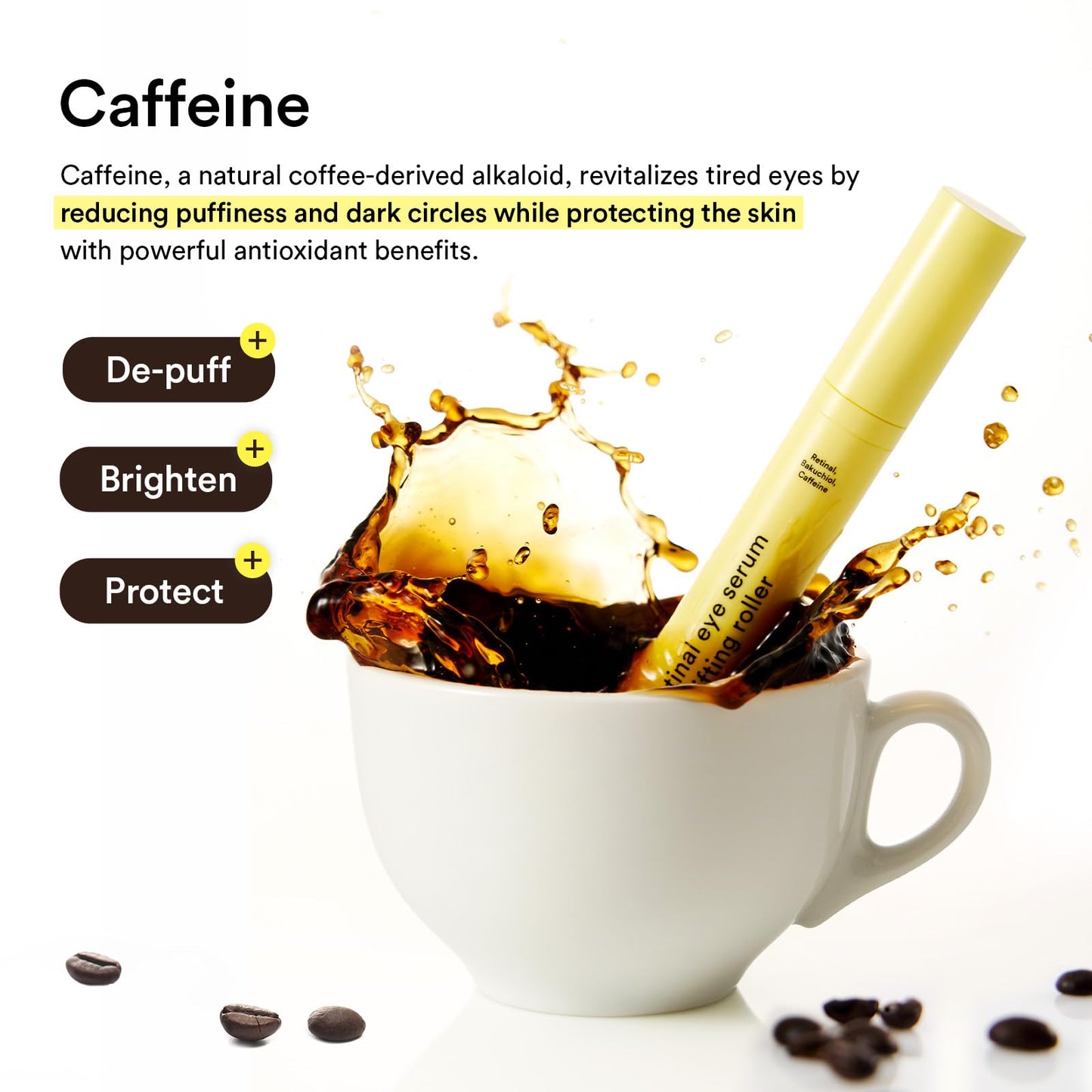 Abib Retinal Eye Serum Lifting Roller 0.5 Fl Oz,15ml | Anti-Aging Eye Applicator for Wrinkles, Puffiness, Dark Circles with Caffeine & Bakuchiol for Under Eyes | Travel Size Skincare Essential