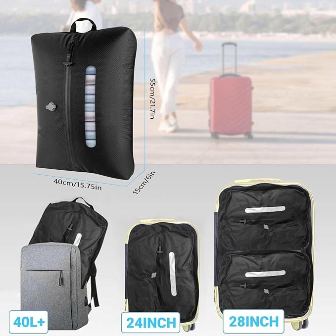 2025 Compression Bags for Travel with High-Suction Pump, Double Layer IP67 Waterproof Travel Vacuum Bags for Luggage, Suitcase Black 45L 1PC+No Pump