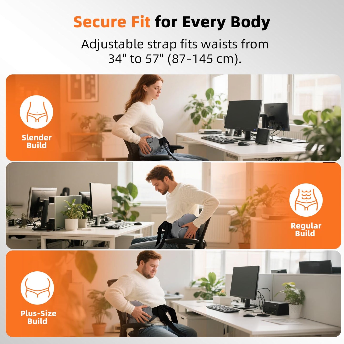 Nufuriri Inflatable Back Support Pillow for Travel – Foldable Travel Back Pillow for Airplane, Office, Car, Home – Adjustable Belt & Hand-Press Inflation, Compact & Lightweight