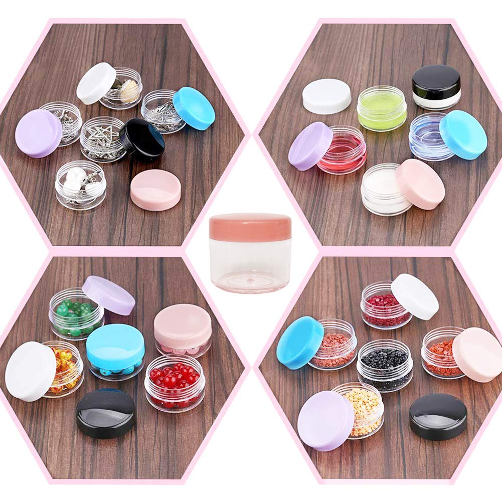 Wopanxye 20pcs 20ml Mini Travel Jars with Pink Lids for Cosmetics, 20g Plastic Small Pot for Beauty Container, Makeup Sample Eyeshadow, Face Cream, Lip Gloss Balm, Powder, Lotion, Toner, Homemade DIY