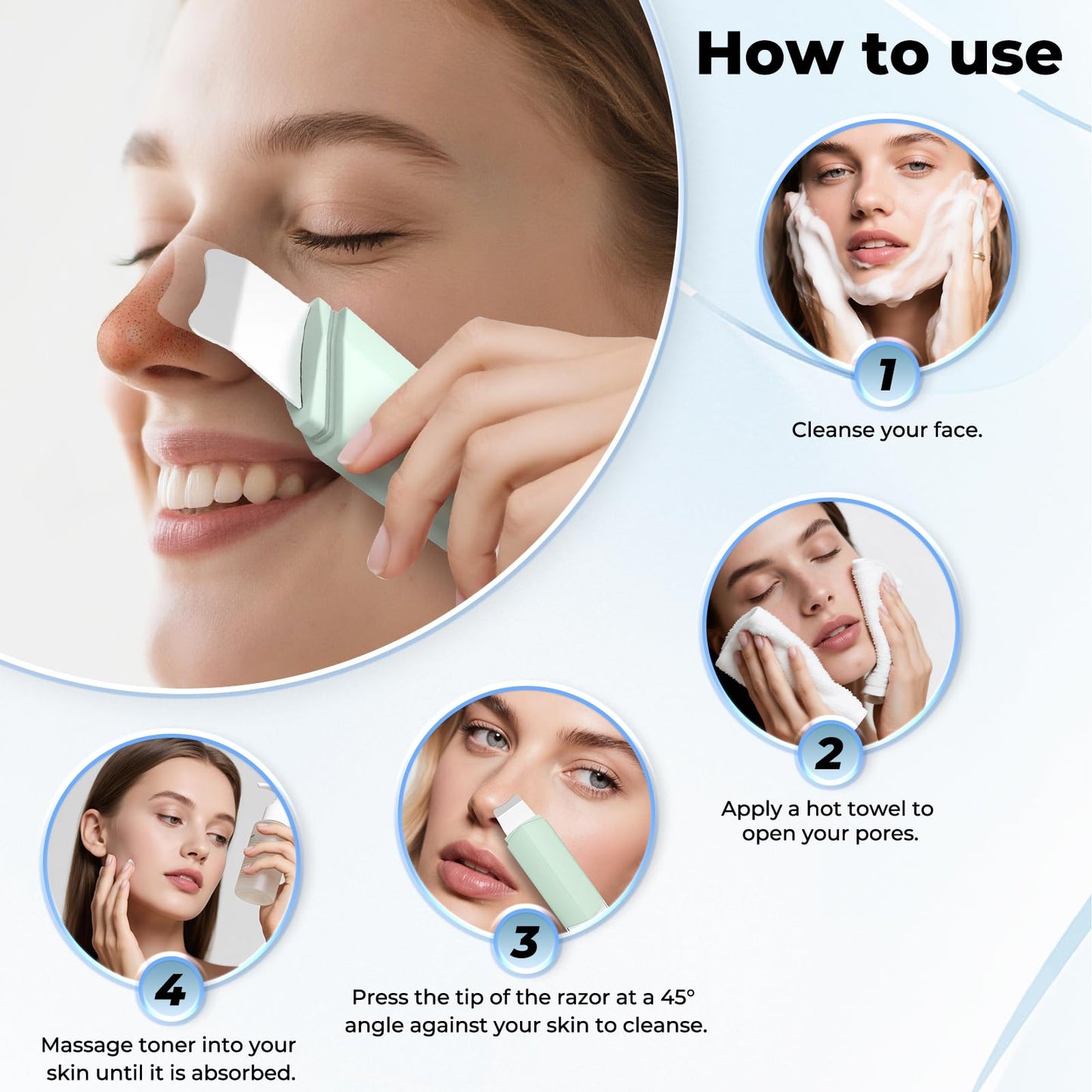 Blackhead Remover Tool Face Scrubber: PETYDOOT Double-Headed Face Spatula Skin Scrubber, Nose Pore Cleaner Blackhead Remover for Facial Deep Cleansing Skin Care Tool for Men & Women (Green)