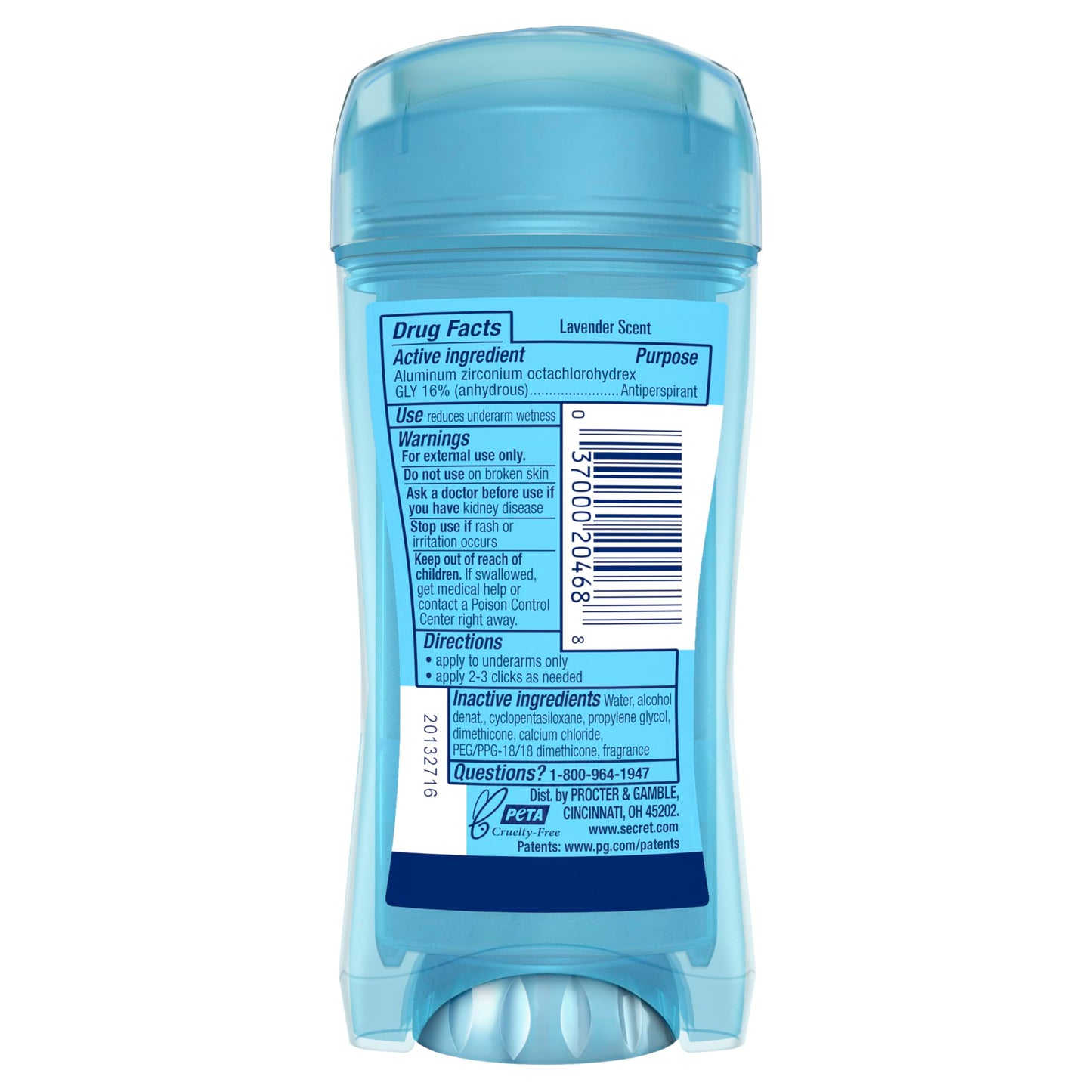 Secret Fresh Antiperspirant Deodorant for Women, 72hr Breathable Sweat & Odor Protection, Instant Freshness & Gentle, PH Balancing Minerals, Clear Gel, Relaxing Lavender Scent, 2.6 oz