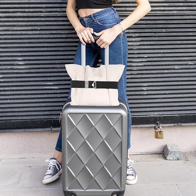 2Pcs Luggage Straps Adjustable and Elastic Equipped with Alloy Buckles Can Hold Multiple Bags Suitable Airport Tourism Suitcase Belt Easy to Operate Freeing Your Hands (Black