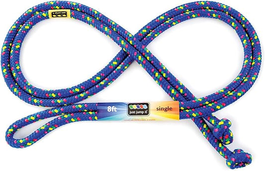 Just Jump It 8' Foot Single Jump Rope for Kids Women and Men - Active Outdoor Youth Fitness Excersing Equipment - Braided Nylon Gym Accessories