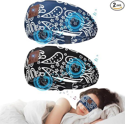 2-Pack Sleeping Headphones, Bluetooth 5.4 Headband Headphones, Wireless Bluetooth Headband for Yoga, Running, Workout, Travel, Sports, Unique Presents for Adult Teens - Black&Blue