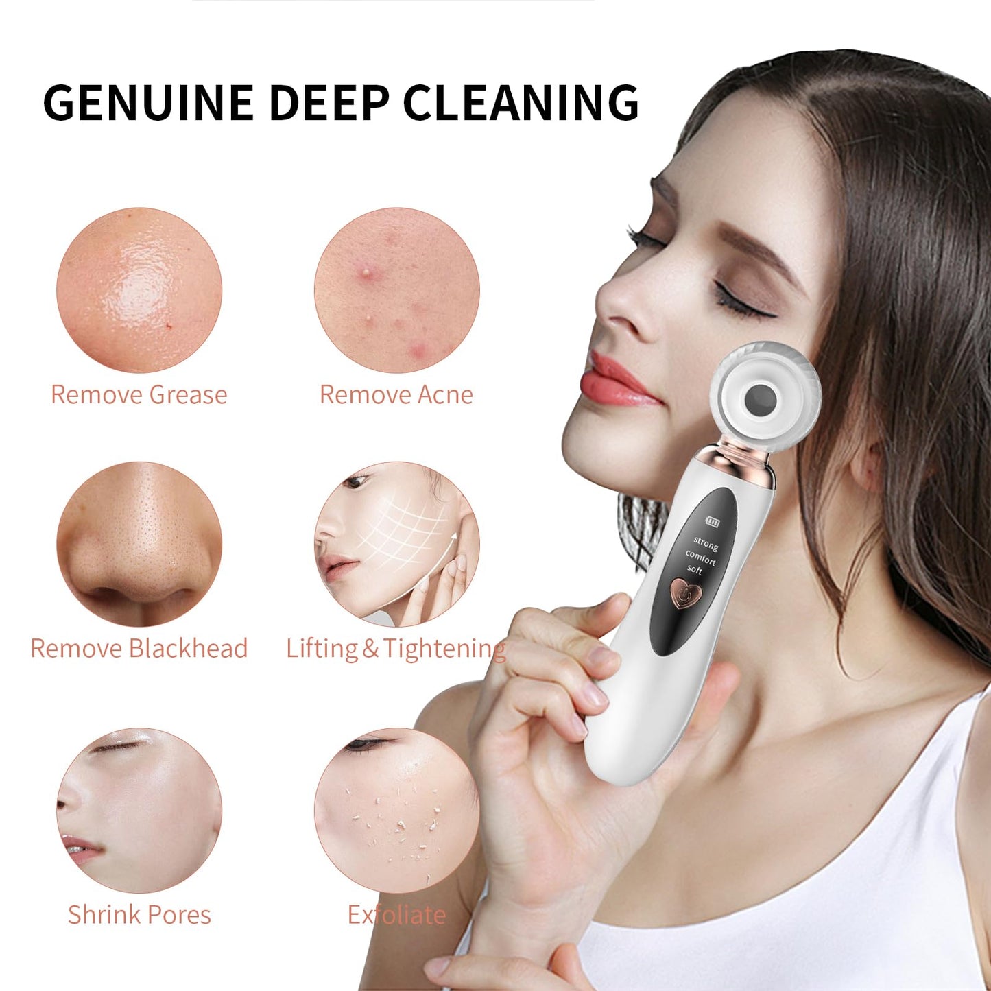 2025 Blackhead Remover Pore Vacuum, Visual Rechargeable Blackhead Vacuum Facial Pore Cleaner-3 Suction Soft Silicone,3 Probes,USB Kit Electric Acne Extractor Tool for Adult