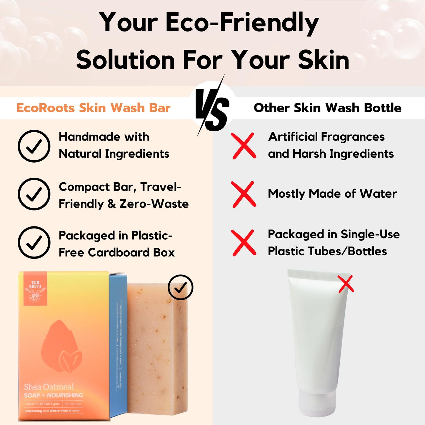 ECO ROOTS 3 Pack Natural Oatmeal Soap Bar – Face & Body Cleansing Bar with Shea Butter & Coconut Oil – Gentle Daily Moisturizing Bars of Soap