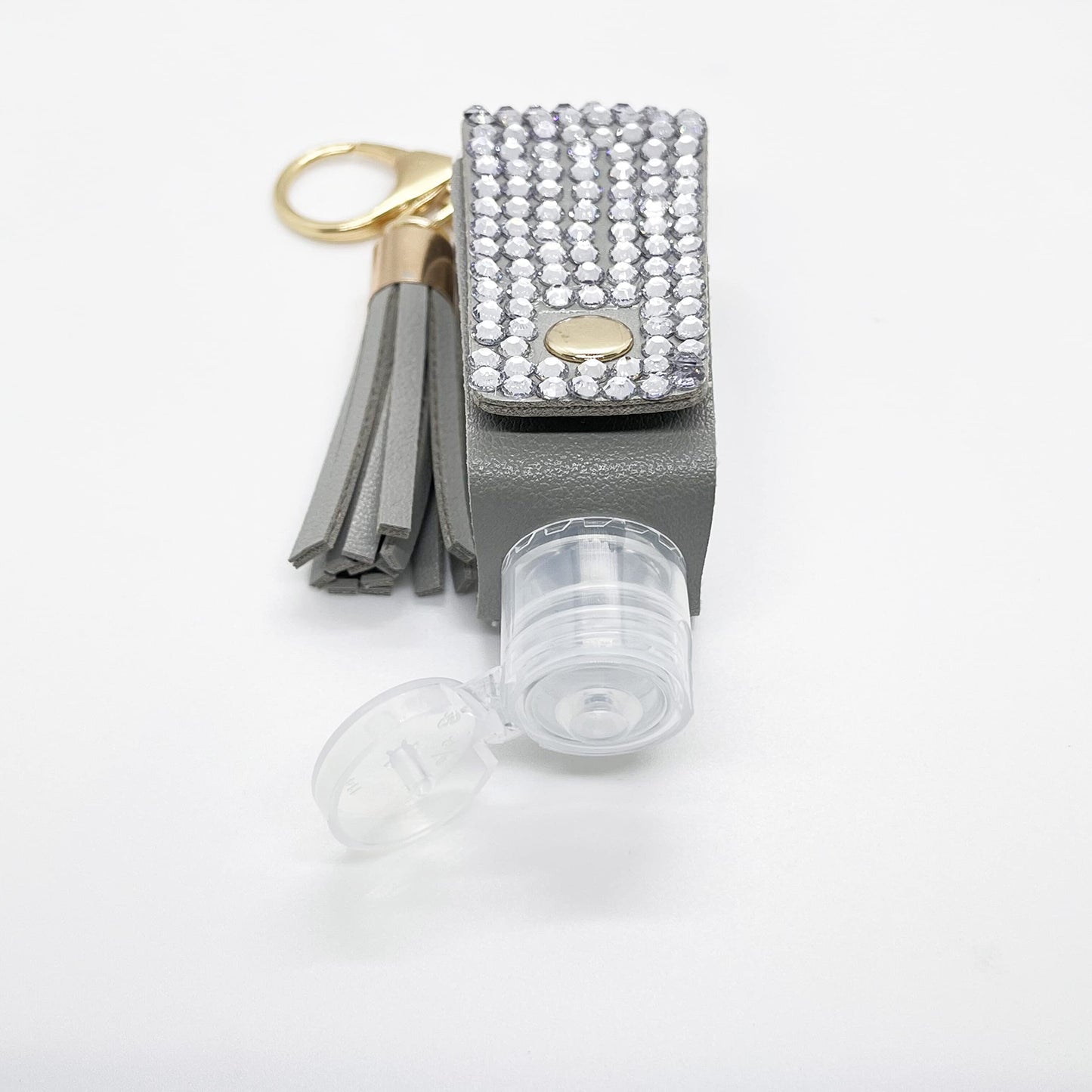 2pcs/1oz Bling Travel Bottle Case with Keychain,Mini Travel Bottles for Alcohol,Toner, Hand Sanitizer,Small Refillable Containers Portable for Handbag, Purse,Outdoor Camping Traveling (Black And Grey)