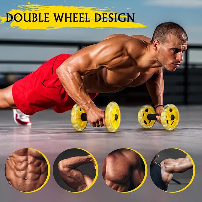 Kisangel Exercise Roller Weight Loss Equipment Exercise Abdominal Roller Ab Exercise Roller Hand Weights Dumbbell Yellow Fitness Exercise Device Fitness Wheel Wire Wheel