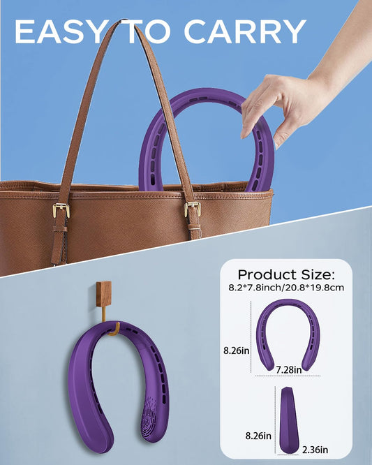 Neck Fan, Portable Fan around Neck, 5200 mAh Battery Operated Wearable Personal Fan with USB Rechargeable, 3 Wind Speed, Fast Cooling, Ultra Quiet, Bladeless, Headphone Design for Travel