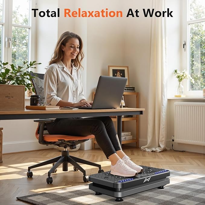 AXV Vibration Plate Fitness Platform Exercise Machine Vibrating Lymphatic Drainage Shaking Full Body Shaker Workout Vibrate Stand Shake Board Sport Gym for Weight Loss Fat Burner for Women Men